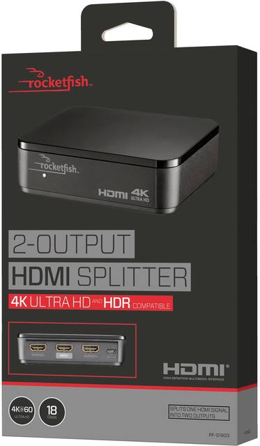 Rocketfish 2 Output Hdmi Splitter With 4k And Hdr Pass Through Black Rf G1603 Best Buy