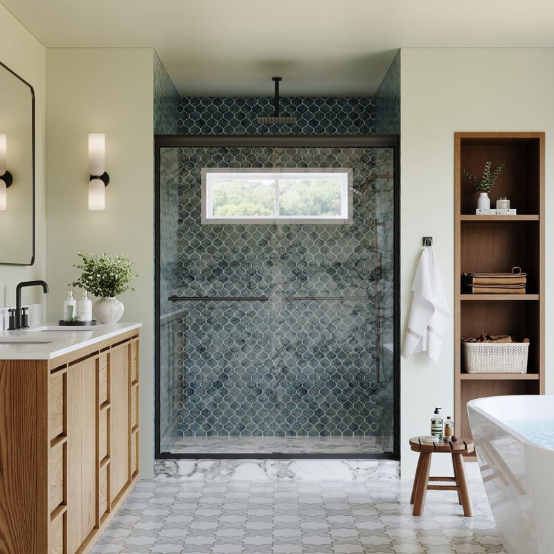 WELLFOR - 50-54 in. W x 72 in. H Framed Sliding Shower Door with 1/4 in. Clear Tempered Safety Glass,Reversible - Matte Black price history on PriceWatchPro