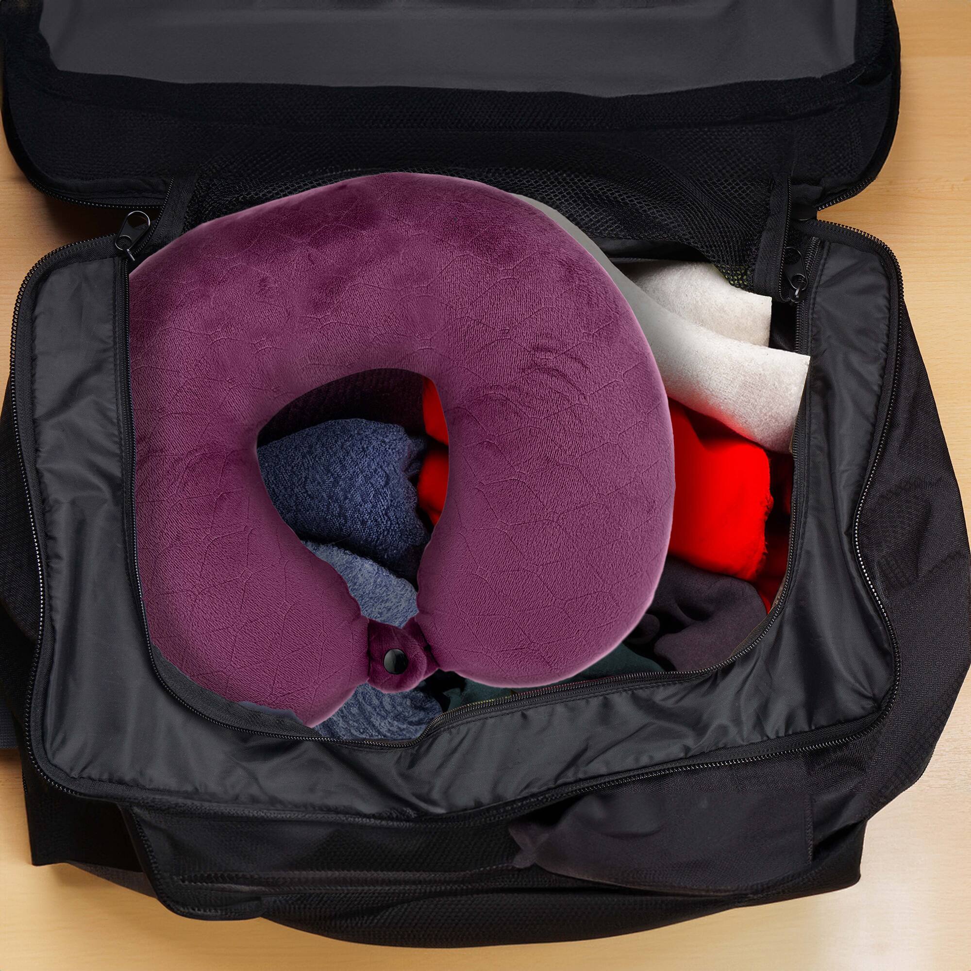 Alt View 1. Pursonic - Memory Foam Travel Pillow with Sleep Mask - Purple.
