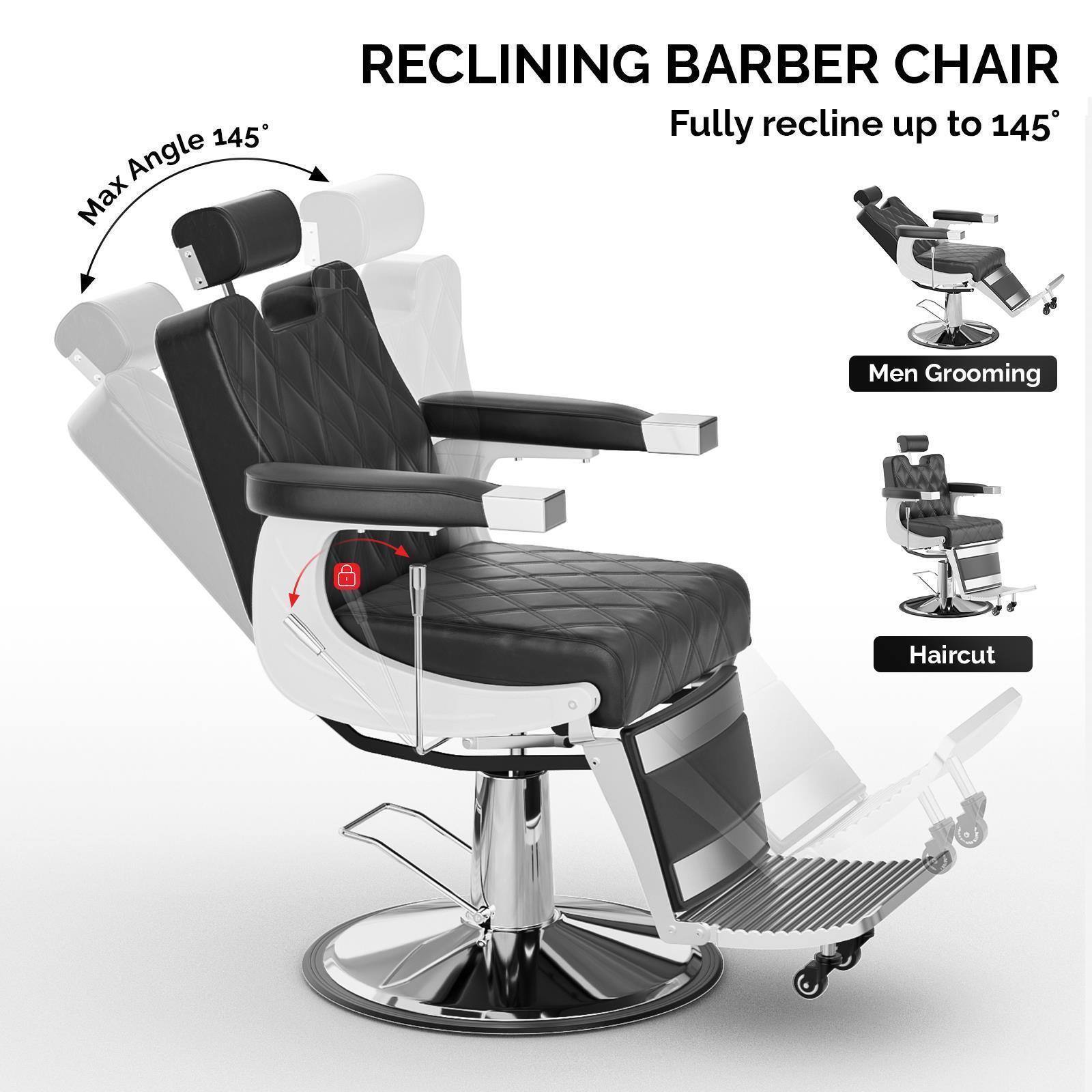 RECLINING BARBER CHAIR  
Fully recline up to 145°  

Max Angle 145°  

Men Grooming  
Haircut
