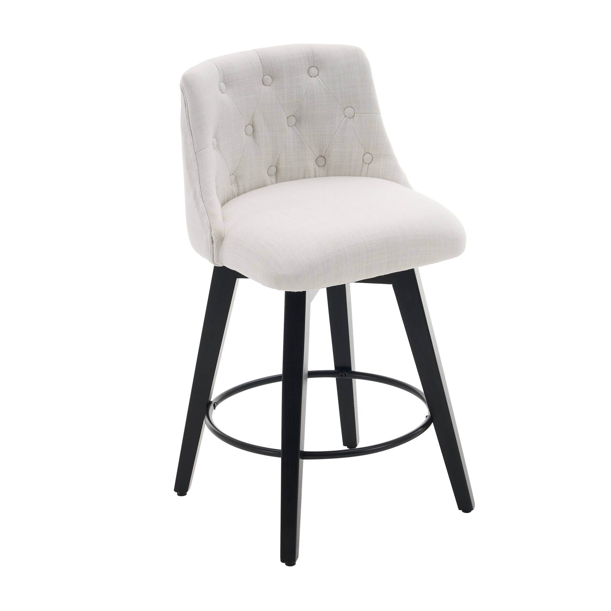 Alt View 6. APRILSOUL - 007-360 Swivel Bar Stools Set of 2 Modern 25 Counter Height StainResistant Button Tufted White - White.