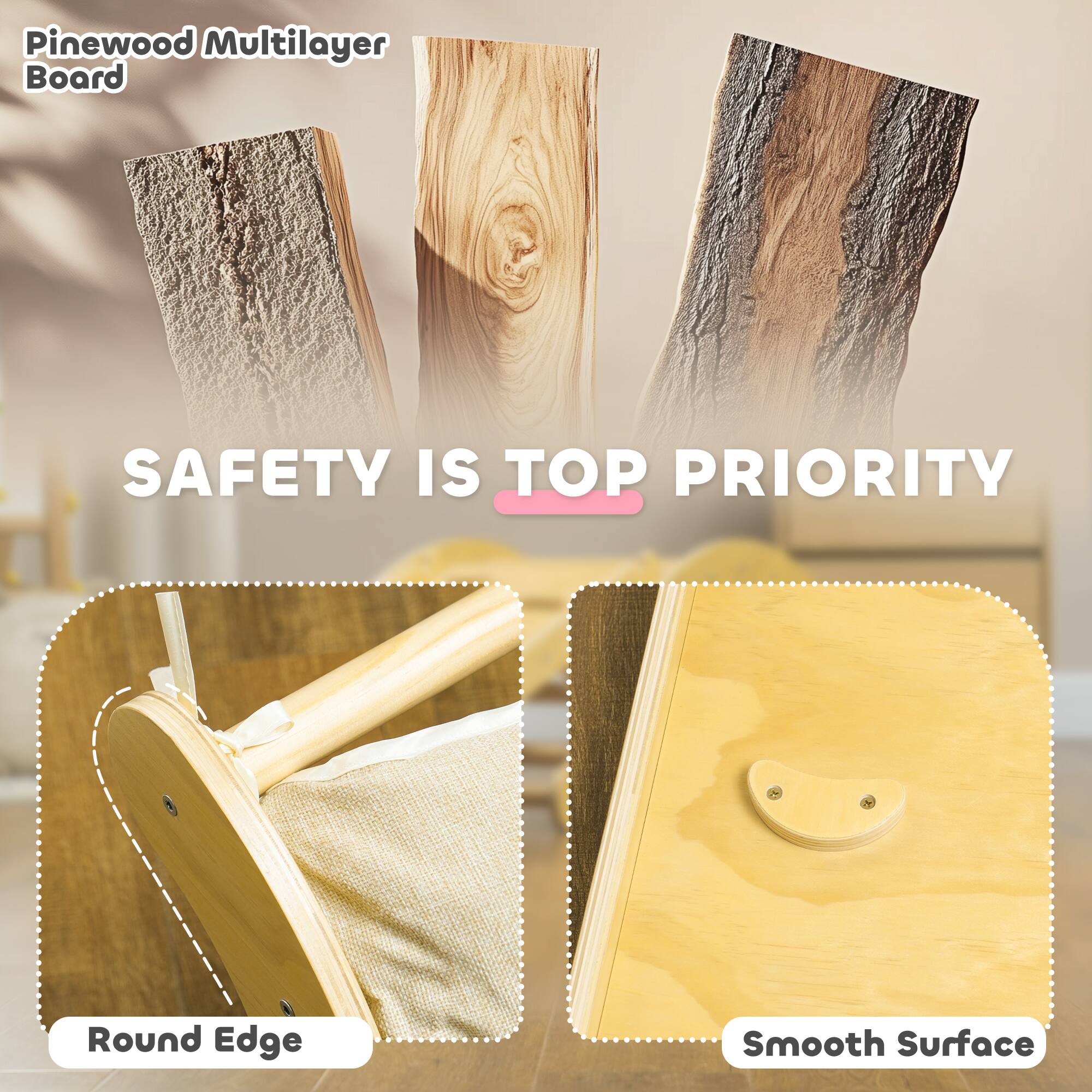 Alt View 1. Qaba - Pikler Triangle Set, 4 in 1Indoor Toddler Climbing Toys with Arch Climber, Ramp & Cushion, Montessori Climbing Set.