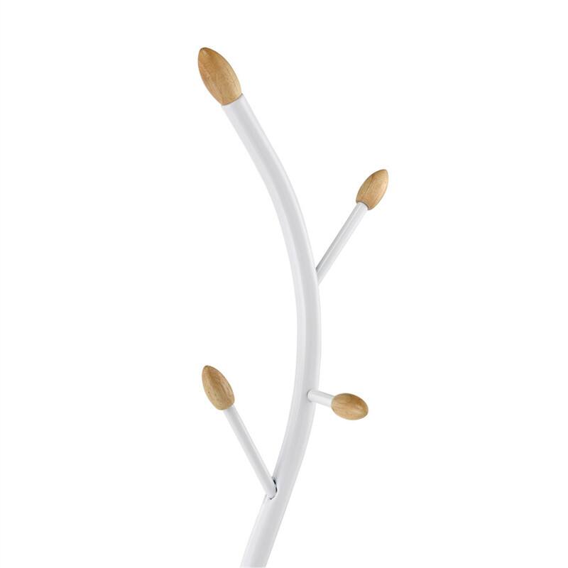 Back. ALEXOUN - Metal Black and Walnut Standing Coat Rack - 9 Hooks, Metal Construction with Wooden Accents, Modern Finish - White.