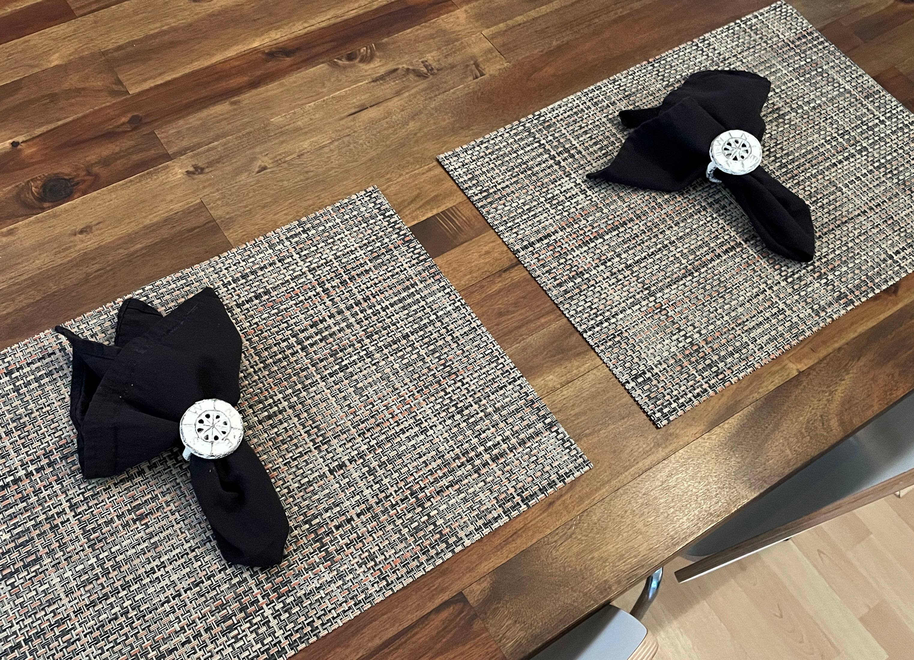 Alt View 5. Zeckos - Set of 6 White Cast Iron Compass Rose Napkin Rings Decorative Nautical Dining - White.