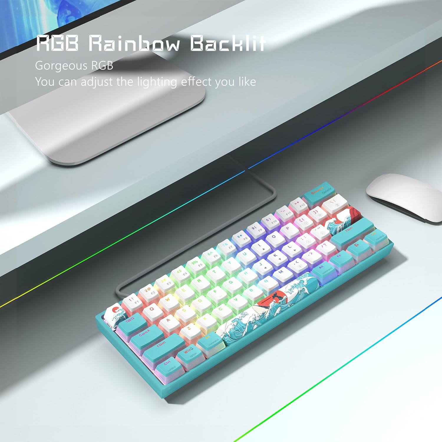 ヴィム Womier 60% Keyboard,WK61 V2 Mechanical RGB Wired Gaming Keyboard