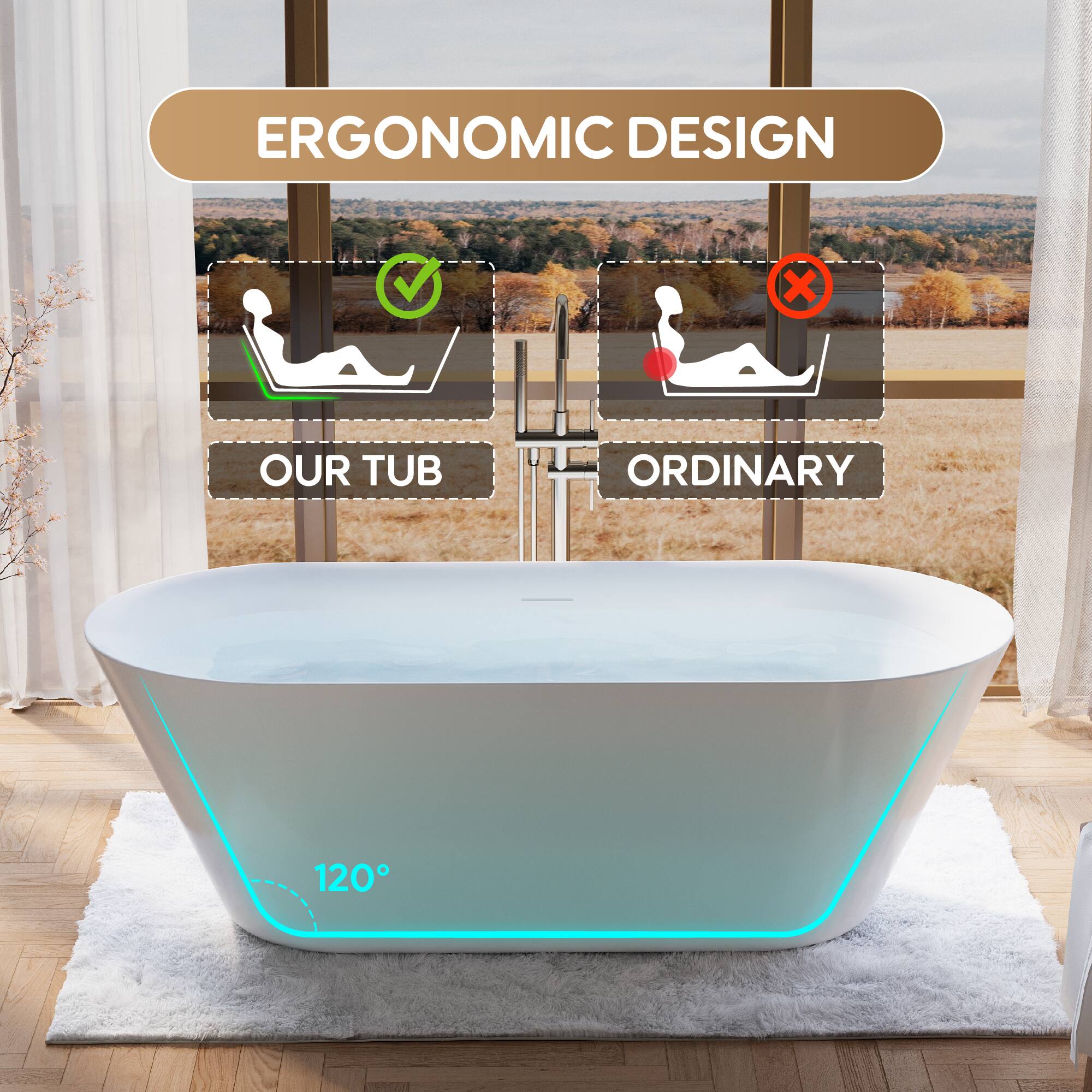 ERGONOMIC DESIGN

OUR TUB

ORDINARY

120°