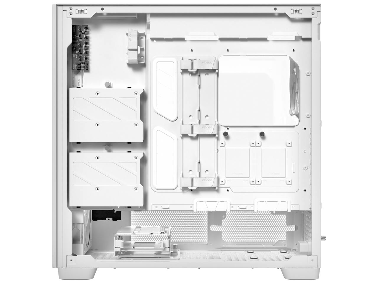 Alt View 5. Antec - Antec Flux Pro E-ATX Full Tower 6x PWM Birch Wood iShift PSU 420mm Rad Temp Display USB-C White - White.