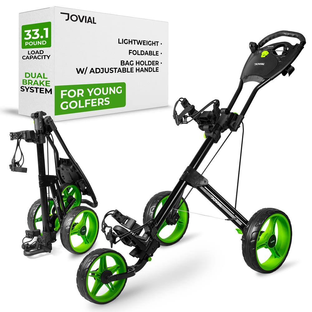 JOVIAL 33.1 POUND LIGHTWEIGHT LOAD FOLDABLE CAPACITY BAG HOLDER w/ ADJUSTABLE HANDLE DUAL BRAKE SYSTEM FOR YOUNG GOLFERS