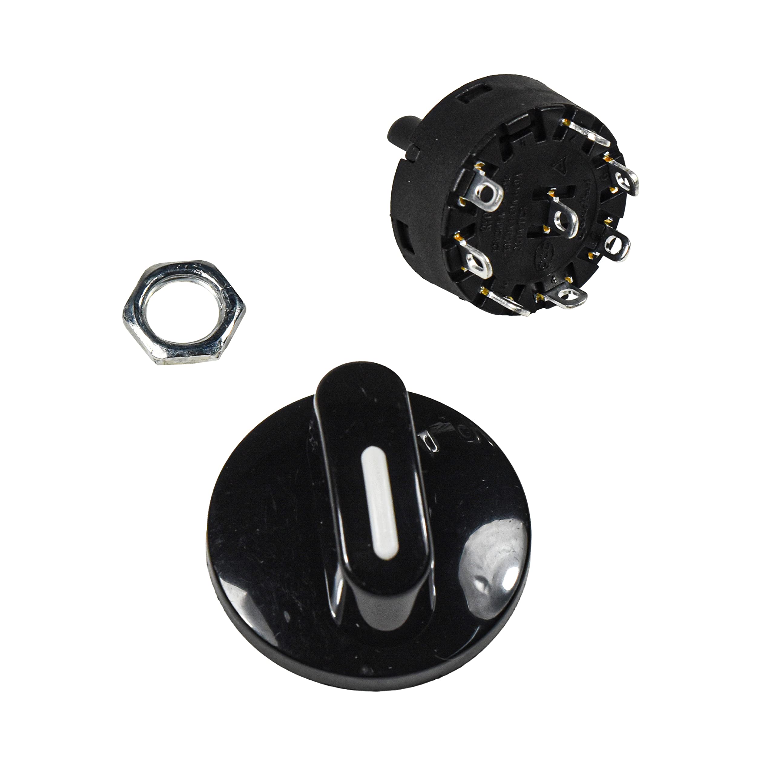 Angle. HQRP - Rotary Switch with Knob - SP7T 7-Position 1-Pole Selector, 8 A 120 V AC - black.