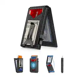 Vulpecula Spade - Wallet for Men RFID Wallet with Money Clip, Slim Pop Up Card Holder for 10-12 Cards, Minimalist Smart Credit Card Case - Carbon