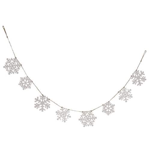 BreeBe - Glittered Snowflake Garland - White