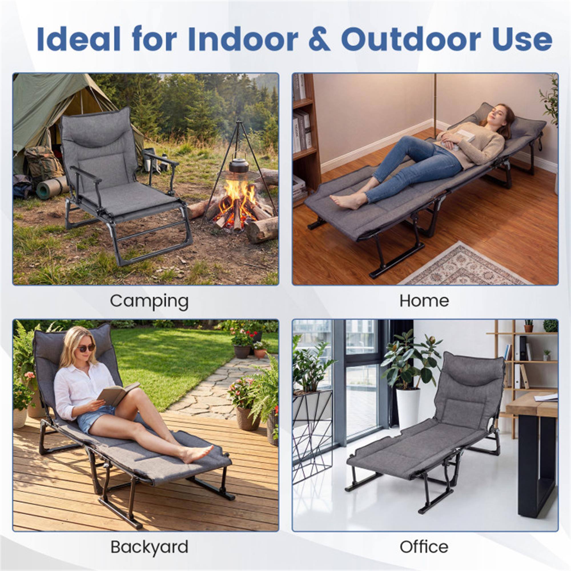 Ideal for Indoor & Outdoor Use

- Camping
- Home
- Backyard
- Office
