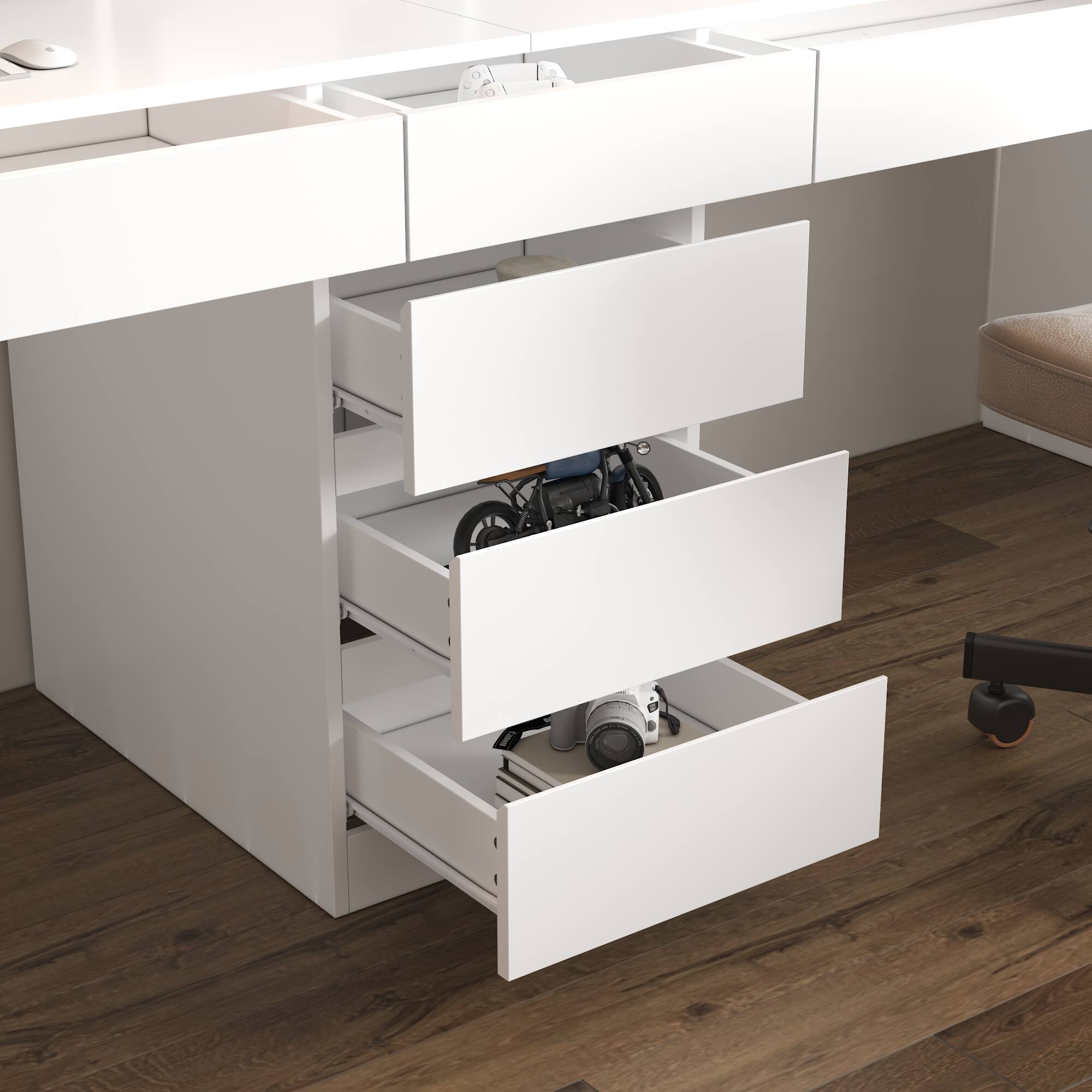 Alt View 2. FUFU & GAGA - FUFU&GAGA All - in - One Office Desk Set - Dual - Workstation with Storage Shelves - White.