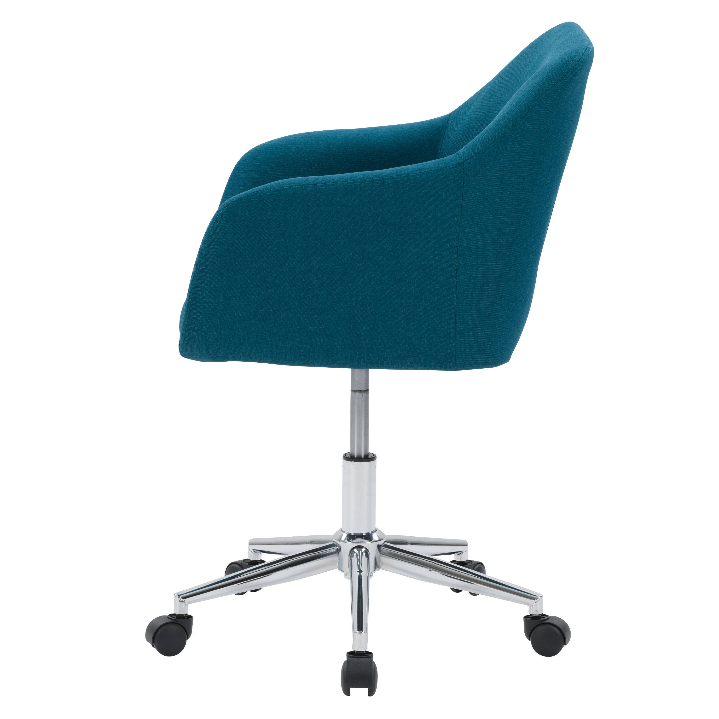 Left. CorLiving - Marlowe Upholstered Chrome Base Task Chair - Dark Blue.