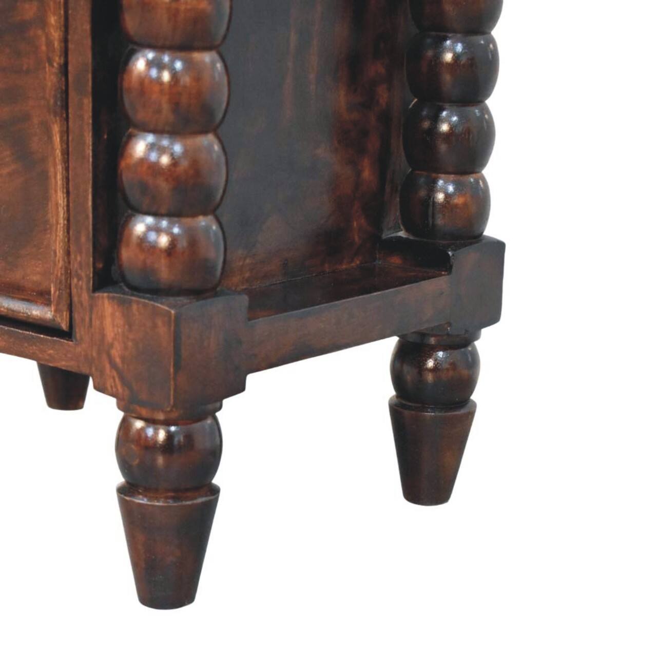 Alt View 4. Artisan Furniture - Artisan Furniture Solid Wood Spindle Duo Bedside, 2 Drawers, Dark Brown - Dark brown.