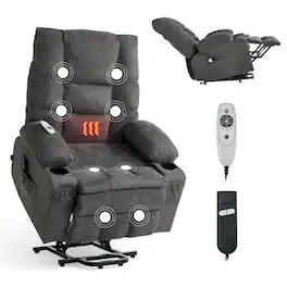 VEVOR - Power Lift Recliner Chair, Large Electric Lift Chair with Heat and Massage for Elderly, Infinite Position Adjustment - Dark Gray