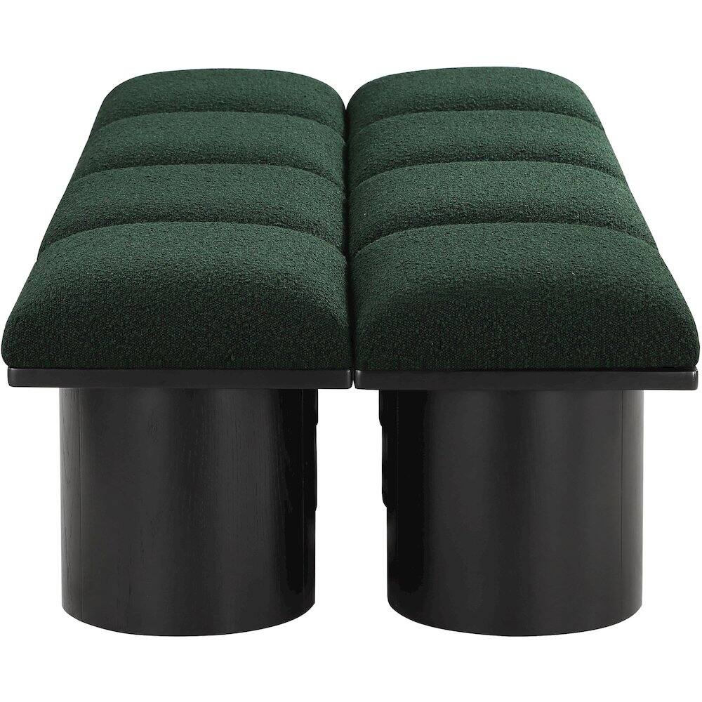 Left. Meridian Furniture - Pavilion Green Boucle Fabric Bench - Green Boucle Fabric.