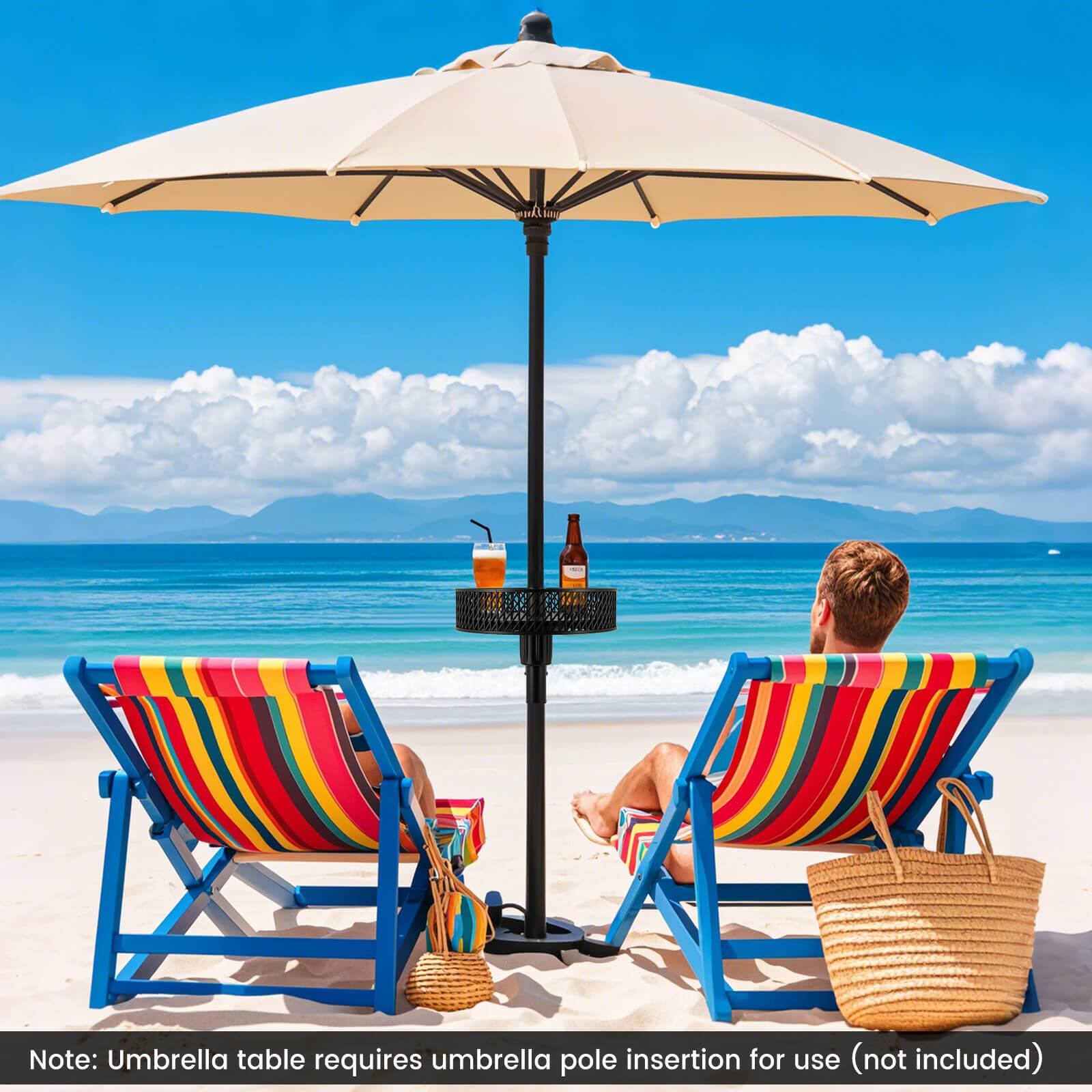 Note: Umbrella table requires umbrella pole insertion for use (not included).