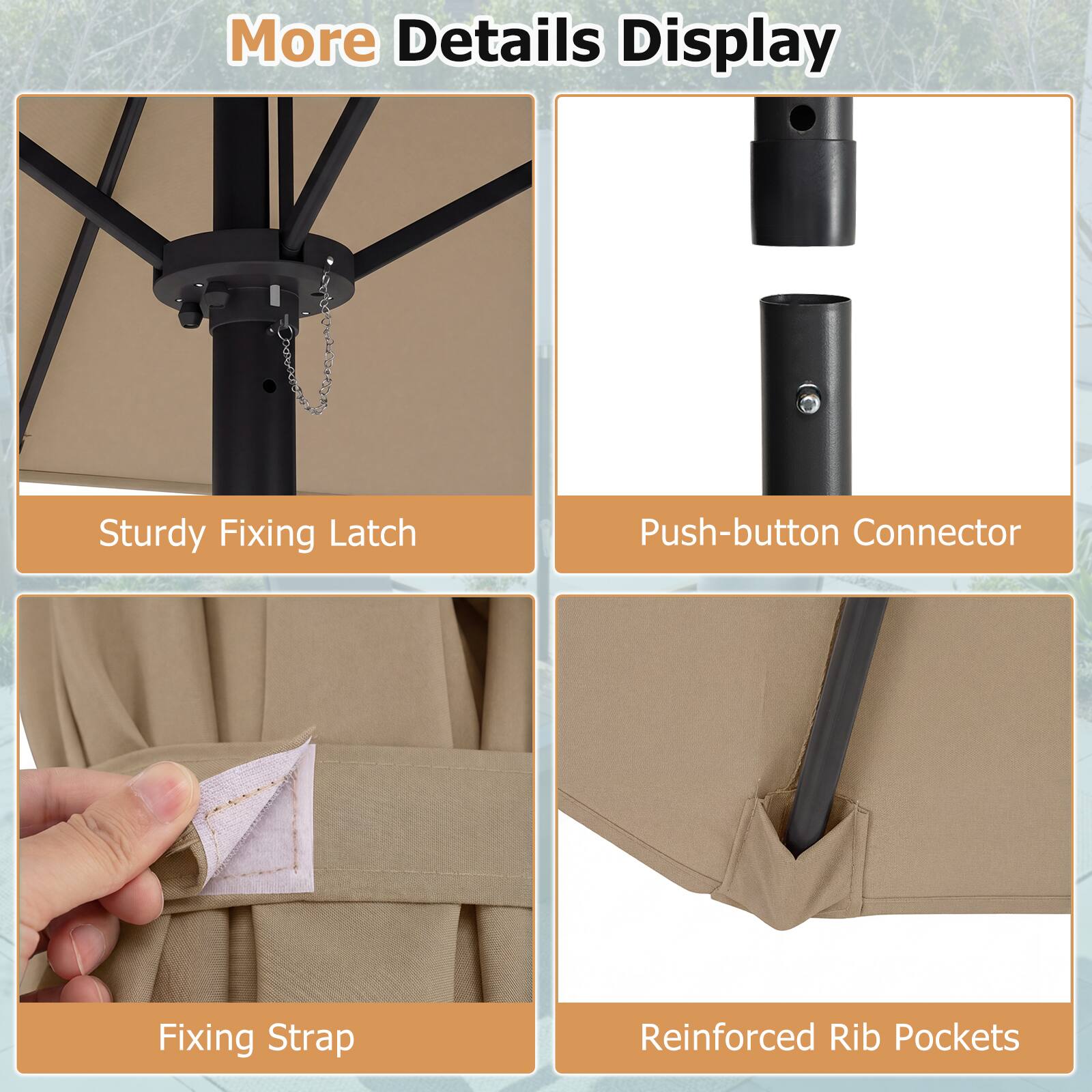 More Details Display

- Sturdy Fixing Latch
- Push-button Connector
- Fixing Strap
- Reinforced Rib Pockets
