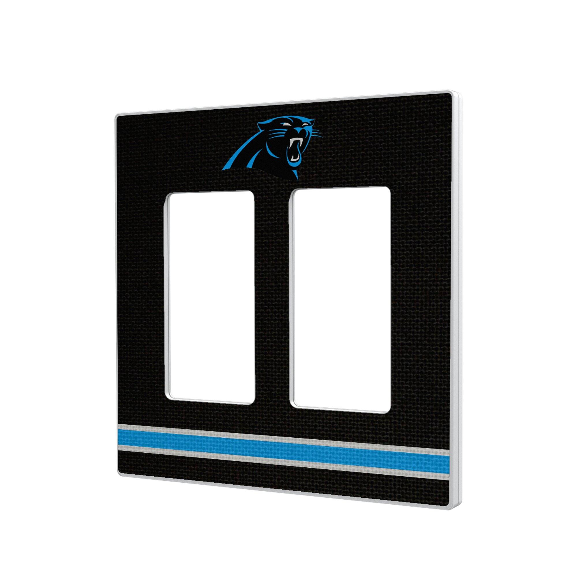 Keyscaper - Carolina Panthers Stripe Double Rocker Light Switch Plate - Multicolor