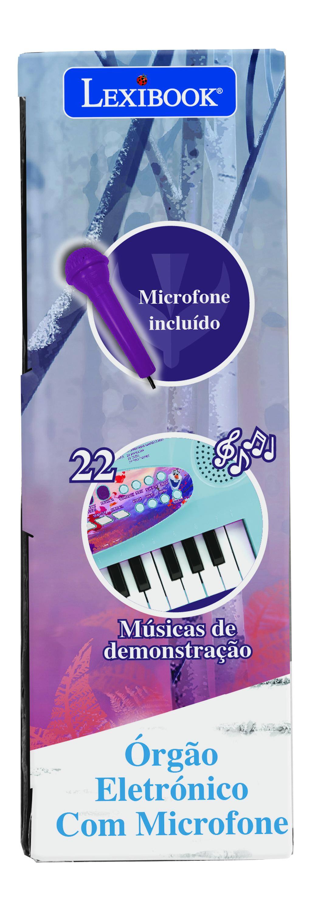 LEXIBOOK Microfone incluido  
22 Músicas de demonstração  
Órgão Eletrônico Com Microfone