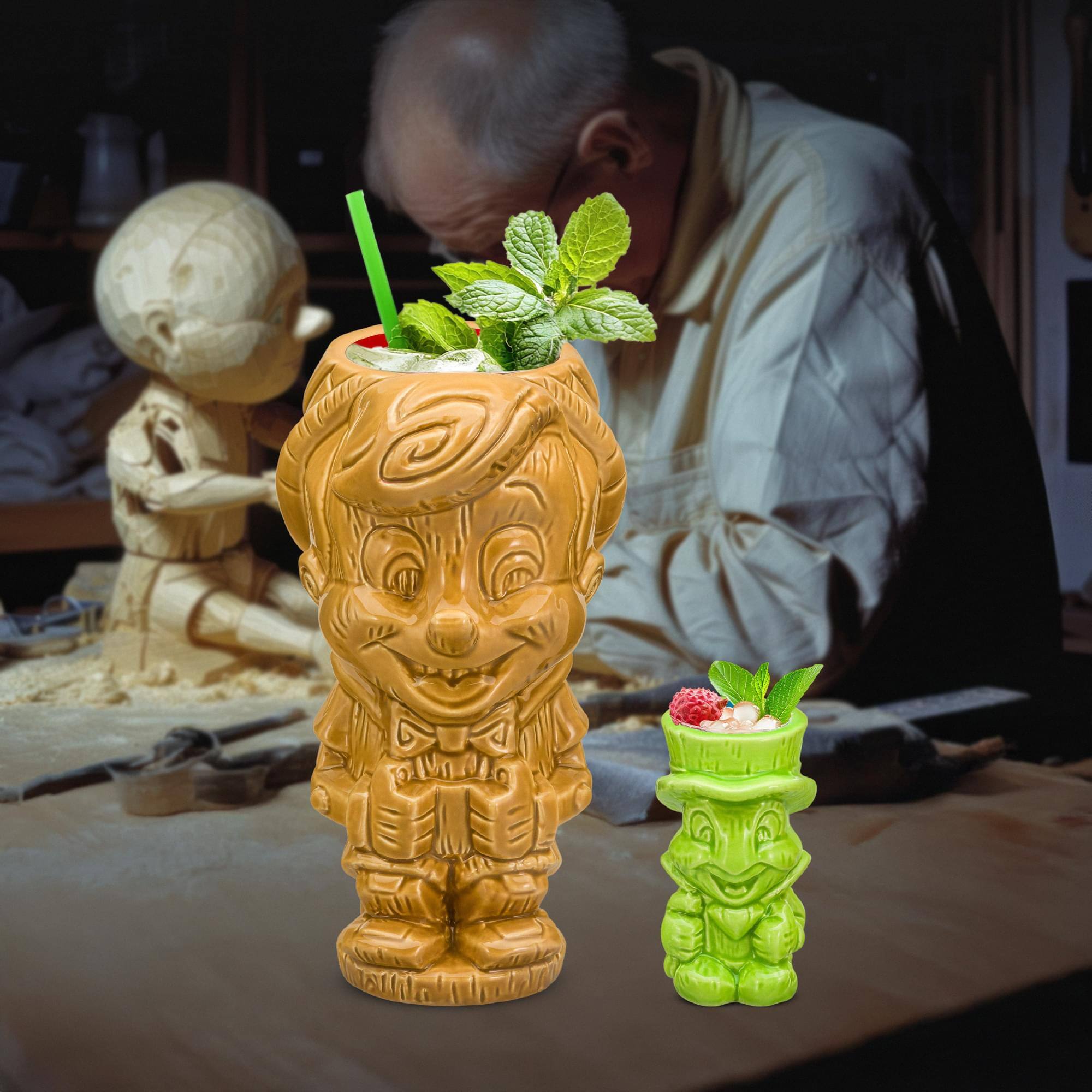 Alt View 2. Disney - Geeki Tikis Disney Pinocchio and Jiminy Cricket Mug Set - Brown.