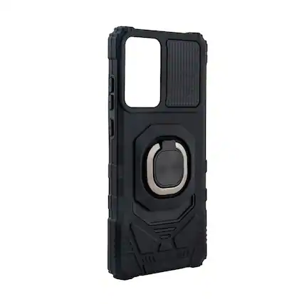 Front. Reiko - Kickstand Ring Holder Tpu Shockproof Case For Motorola Moto G Stylus 5G (2024) In Bk - Black.