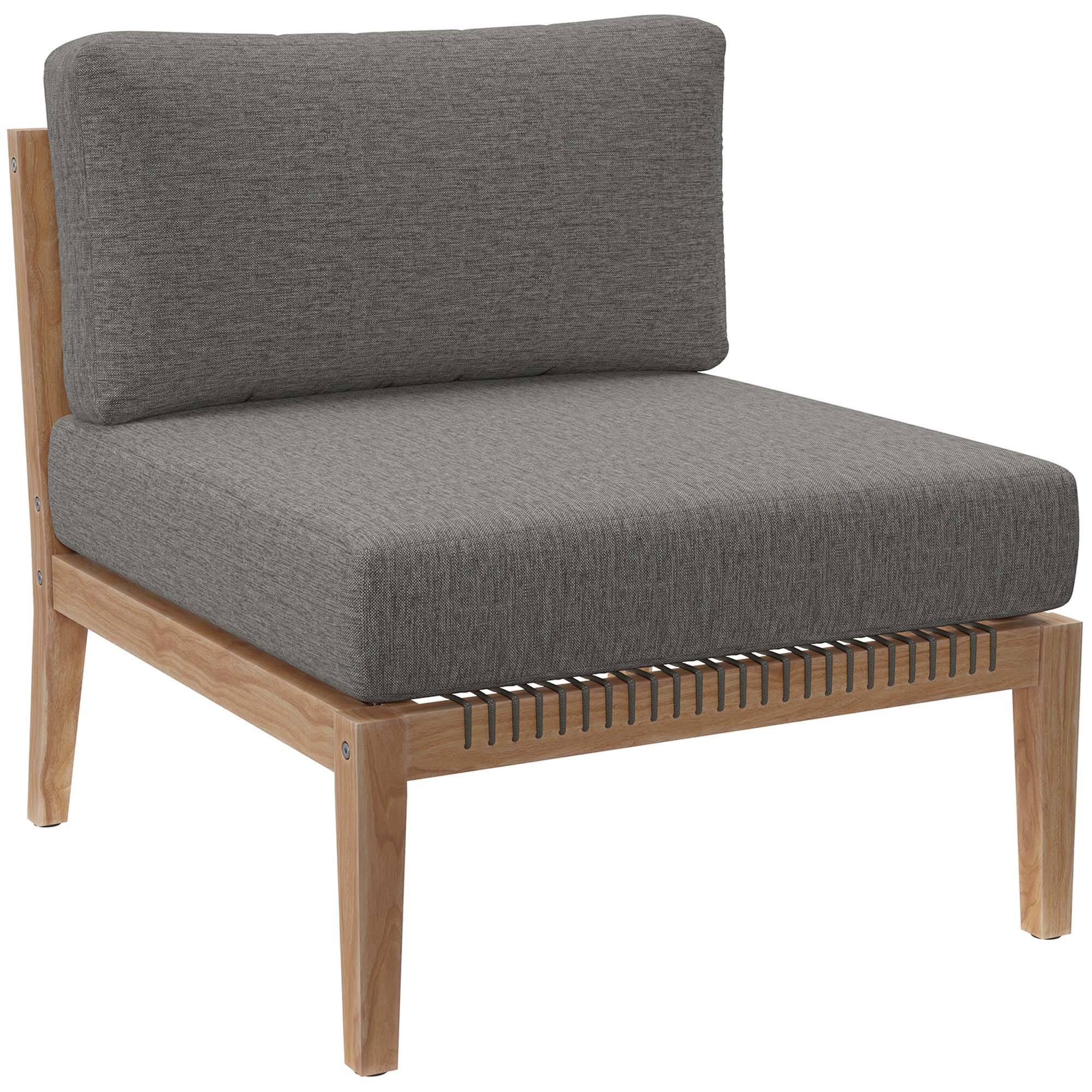 Alt View 3. Modway - Clearwater 5-Piece Outdoor Teak Wood Sectional Sofa - Gray Graphite.