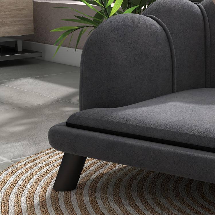Alt View 9. PULUZ - Pearl Design Pet Sofa for Medium and Large Sized Dogs, Pet Bed with Cushion and Solid Wood Legs - Charcoal Gray.