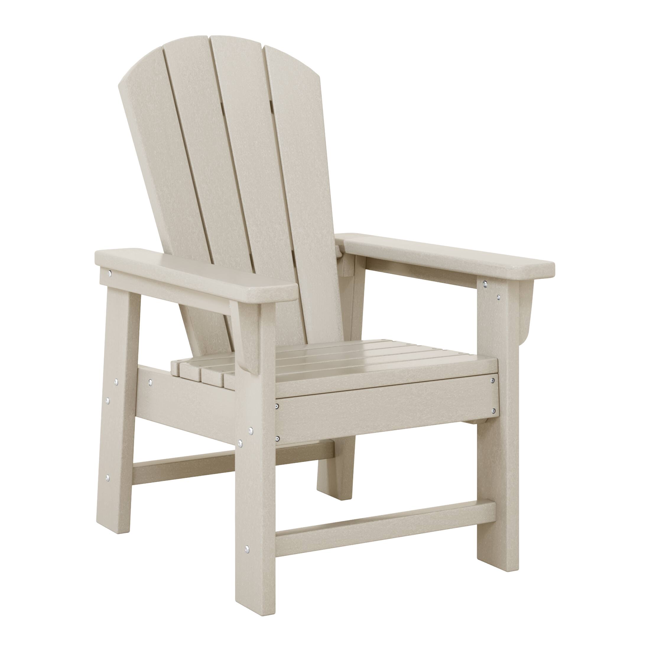 Left. WestinTrends - WestinTrends Malibu 2-Piece Kids Outdoor HDPE Adirondack Chair With Square Side Table Set - Sand.