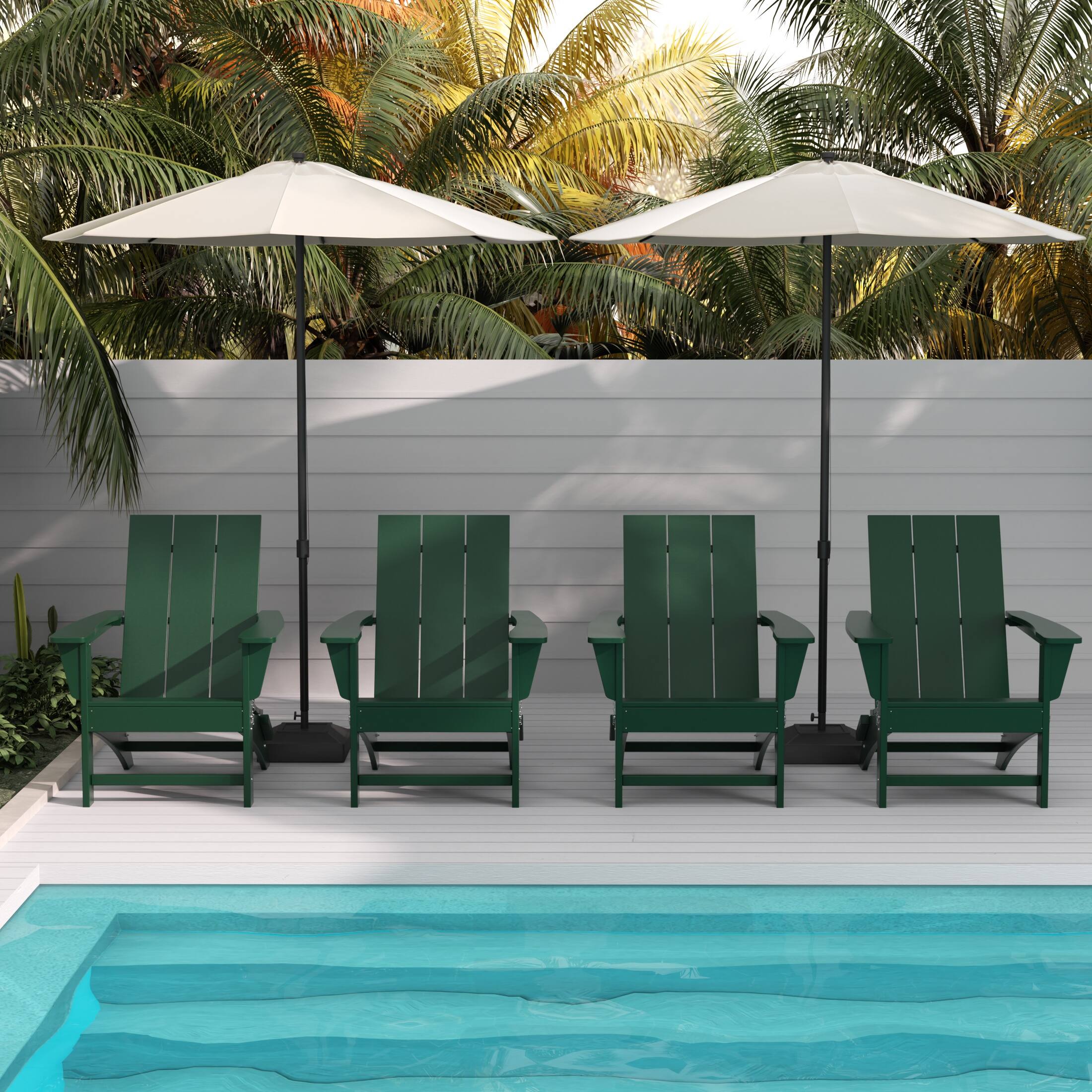 Angle. WestinTrends - WestinTrends Ashore Modern Outdoor Folding Adirondack Chair (Set of 4) - Dark Green.