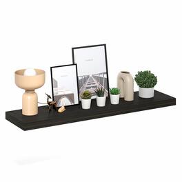 Furinno - TANNA Floating Shelves for Wall, Thick Shelf 12 x 47 Wall Shelf, Wall Mounted Floating Shelf with Invisible Brackets - Tobacco Oak
