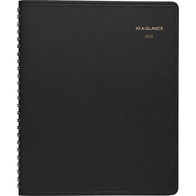 AT-A-GLANCE - 2026 8" x 8.75" Monthly Planner, Faux Leather Cover - Black