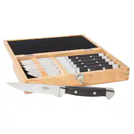 Viking - Pakkawood 6 Pc Steak Knife Set, with Box - Black
