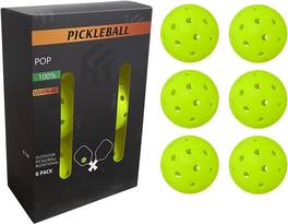 Aukfa - Tournament Pickleball Balls -6 Crack-Resistant, 40 Holes, High Bounce for Outdoor & Indoor Play - Green