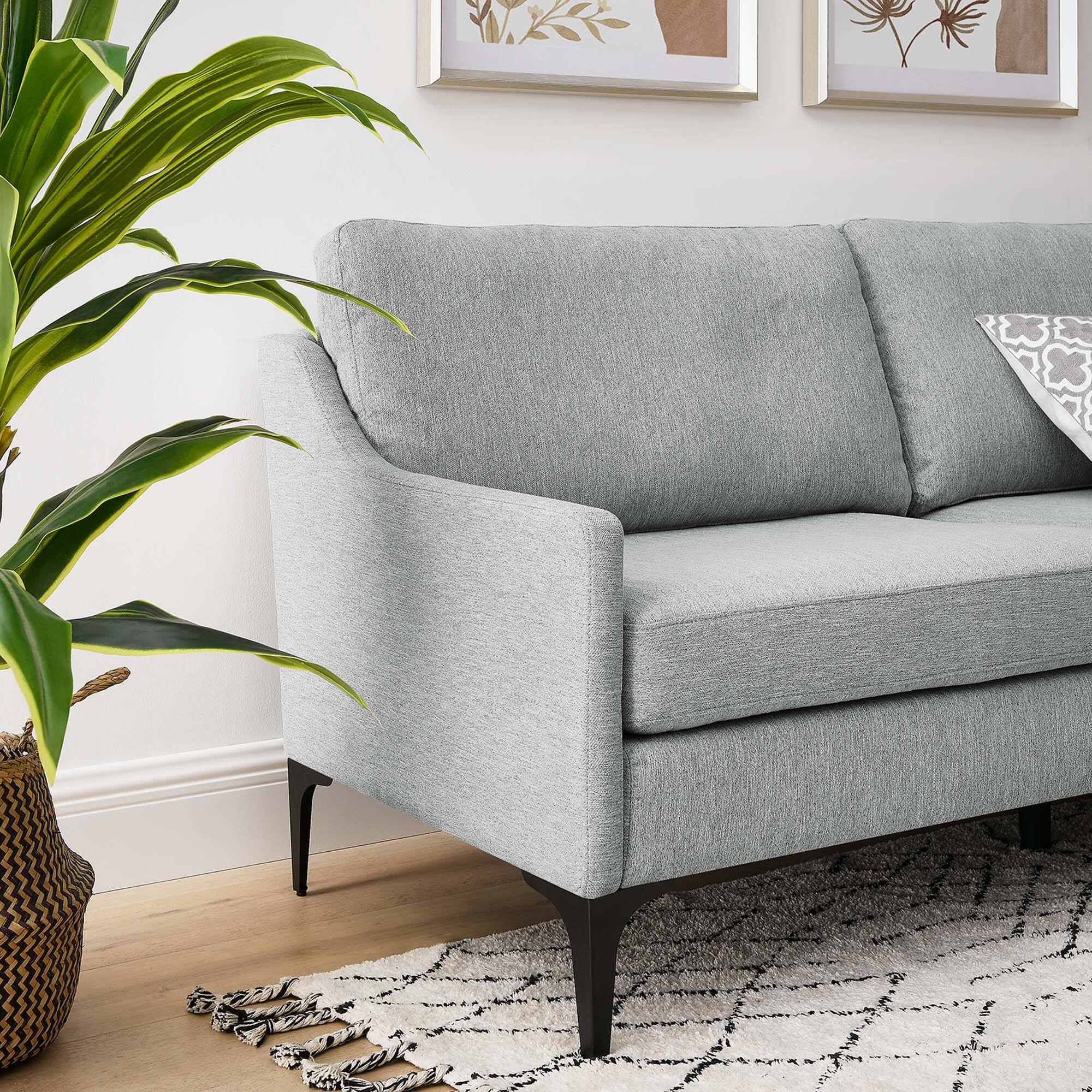 Back. Modway - Corland Upholstered Fabric Sofa by Modway - Light Gray.