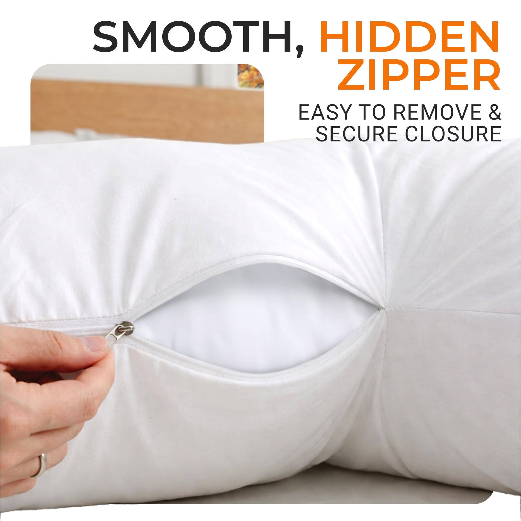 SMOOTH, HIDDEN ZIPPER  
EASY TO REMOVE & SECURE CLOSURE