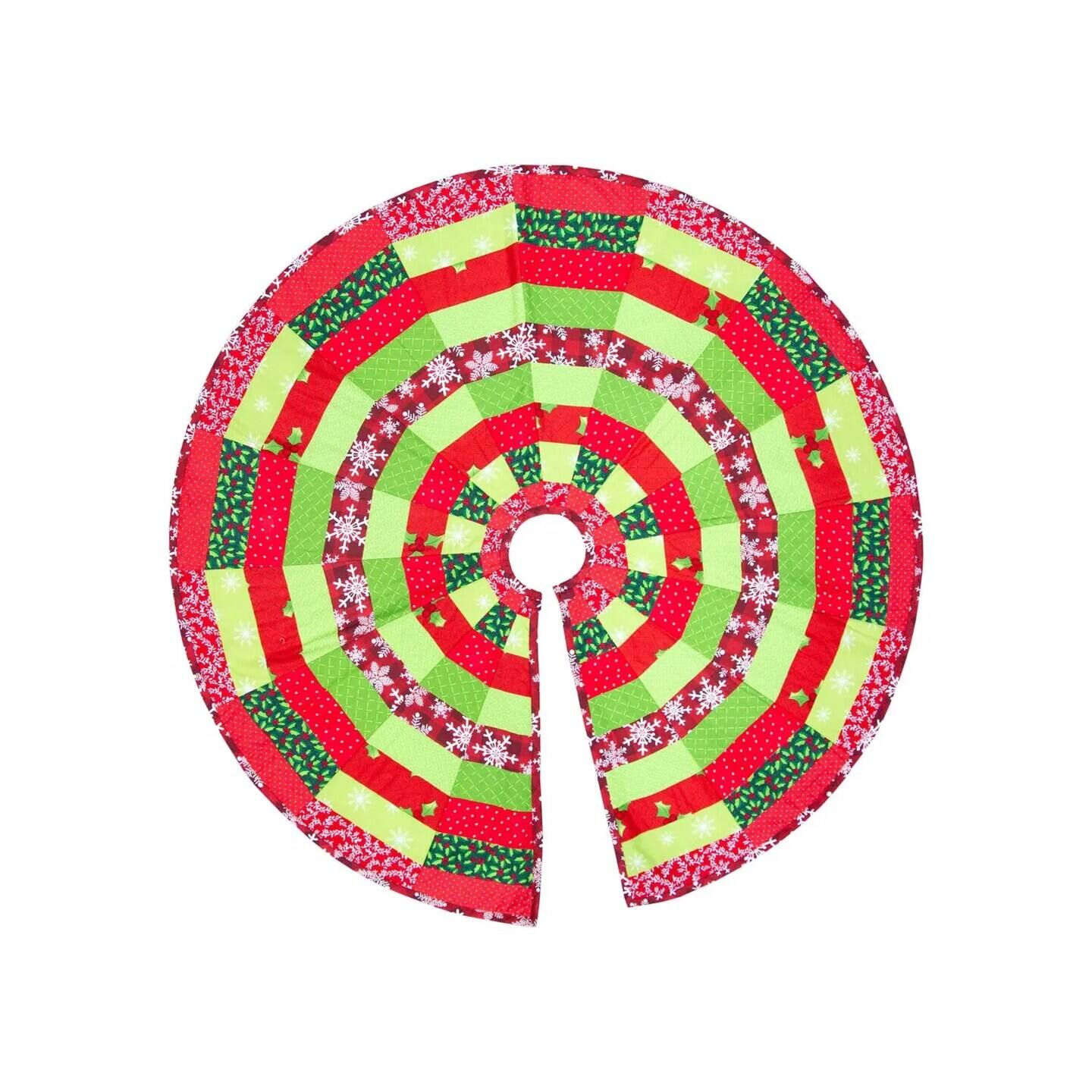 Front. AccuQuilt - June Tailor Quilt As You Go Tree Skirt Printed batting, White, Large.