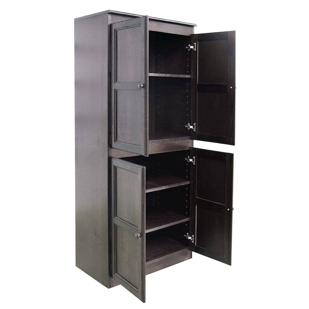 Back. Concepts in Wood - Multi use Storage Cabinet 5 Shelves Espresso Finish - Brown.