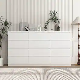 Kadyn - 12 Drawer Wide Dressers for Bedroom, Modern Chest of Drawer Organizer - White