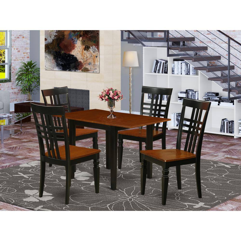 Left. East West Furniture - Dining Room Set Black & Cherry - Brown.