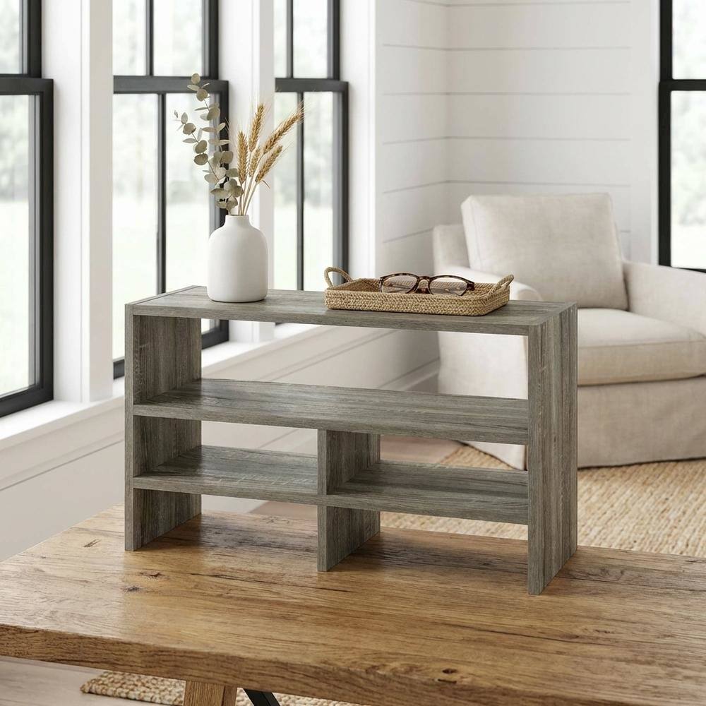 Angle. FurniFact - French Oak Desk Top Organizing Shelf Bookcase for Home Storage - French Oak.