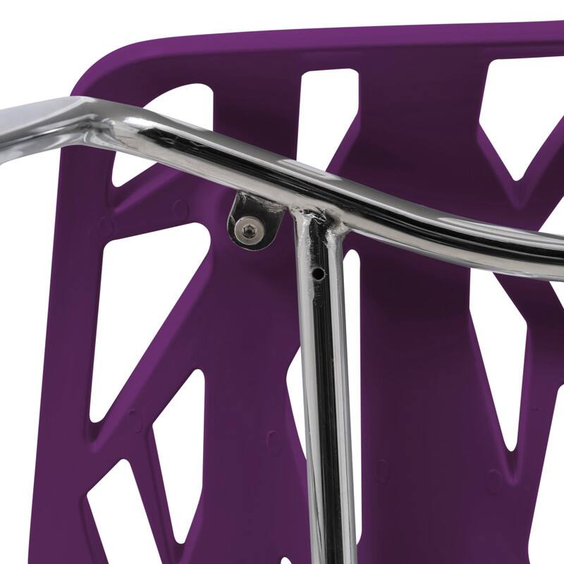 Alt View 4. LeisureMod - Asbury Stackable Modern Dining Chair with Cut Out Design and Chrome Legs Side Chair for Home Living Room - Purple.