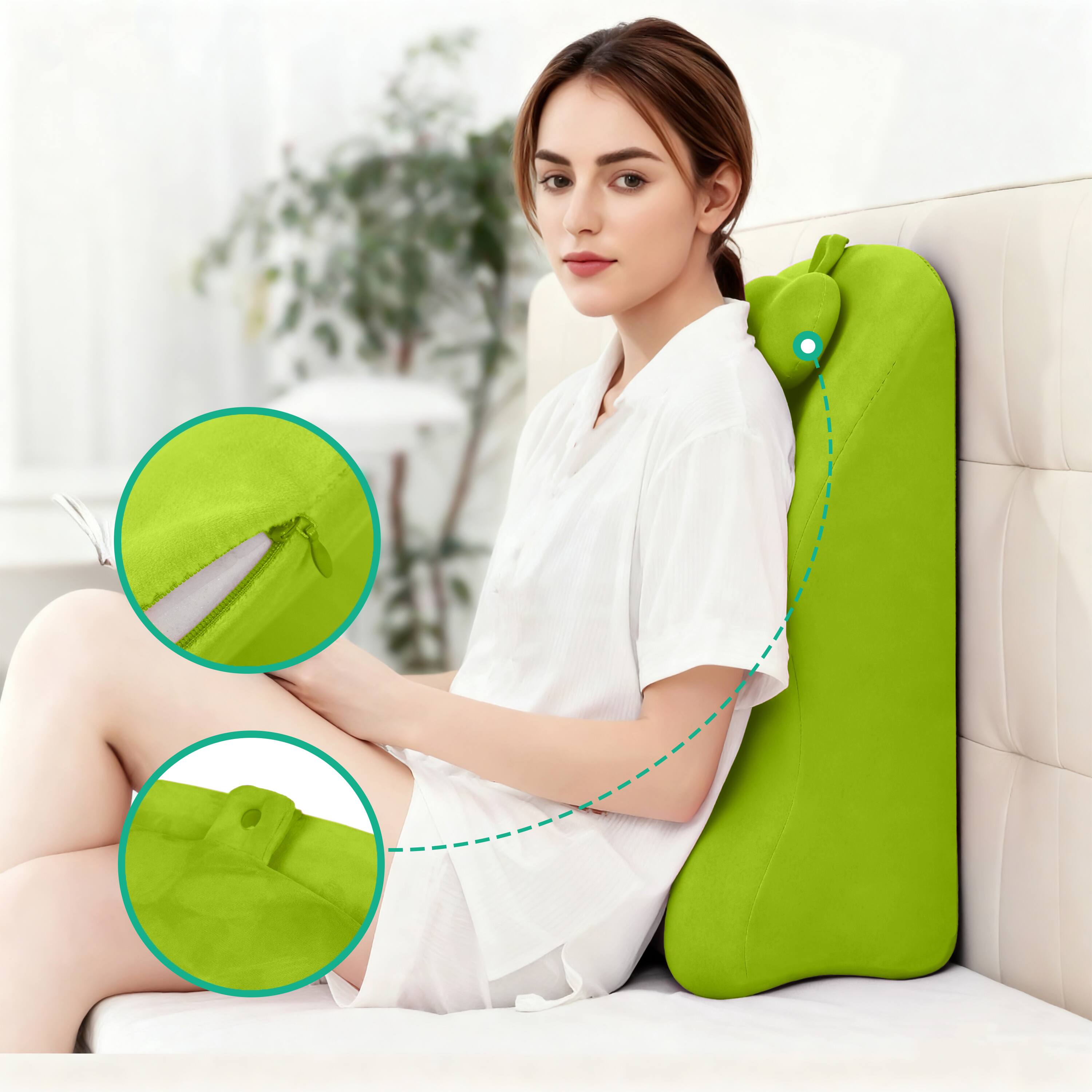 Alt View 2. APRILSOUL - Ergonomic Spinal Posture Support and Multi-Functional Bed Pillow -green - Green.