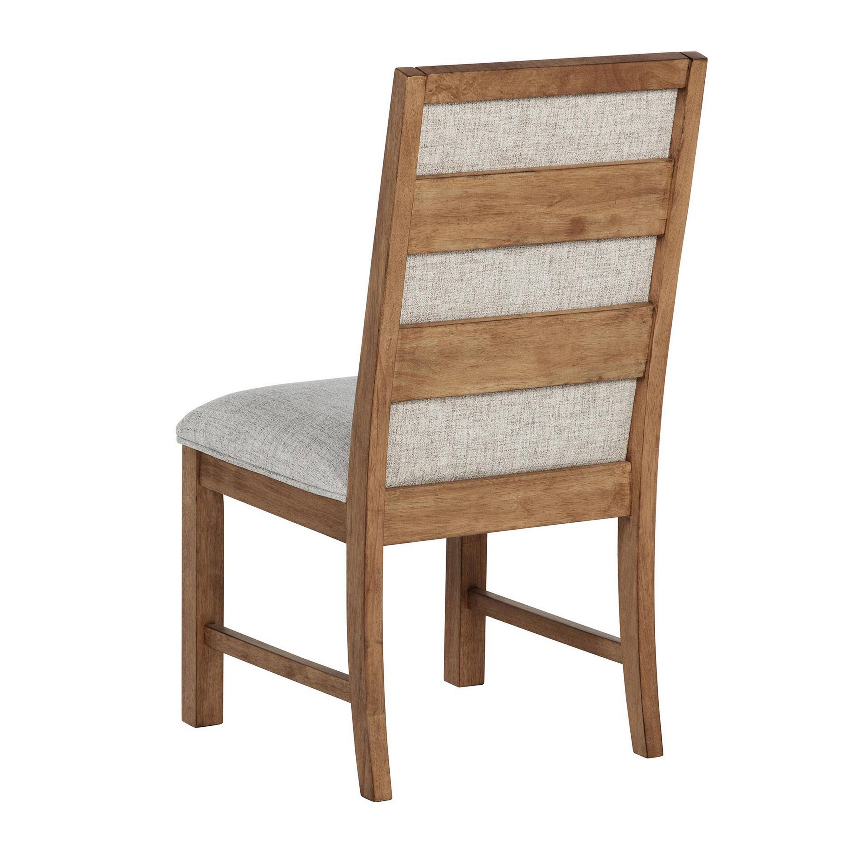 Alt View 2. Manhattan Lane - Rune Dining Side Chair Set of 2, Brown Asian Hardwood, Beige Fabric - Brown, Oatmeal Beige.