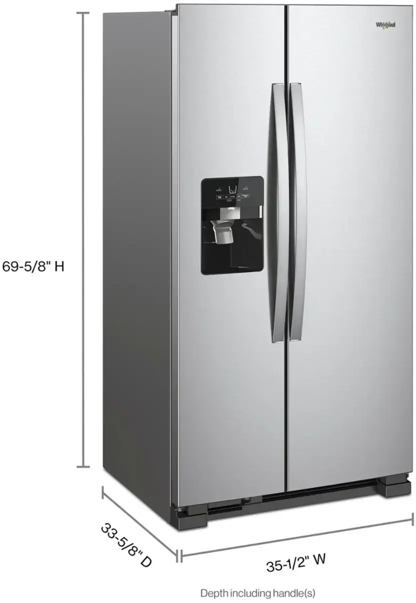 Whirlpool 24.6 Cu. Ft. Side by Side Refrigerator Fingerprint Resistant ...