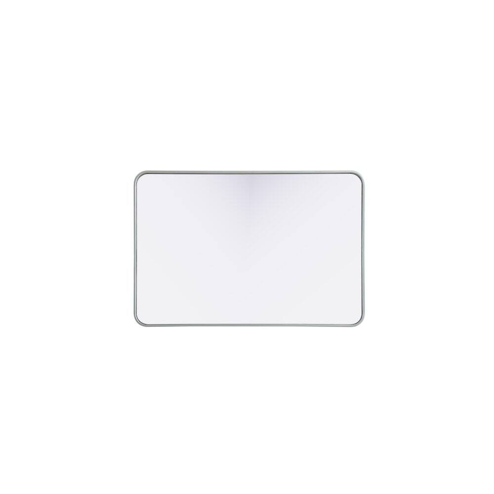 Alt View 4. Elegant Decor - Contour Metal Rectangle Mirror 27x40 in Silver - Silver.