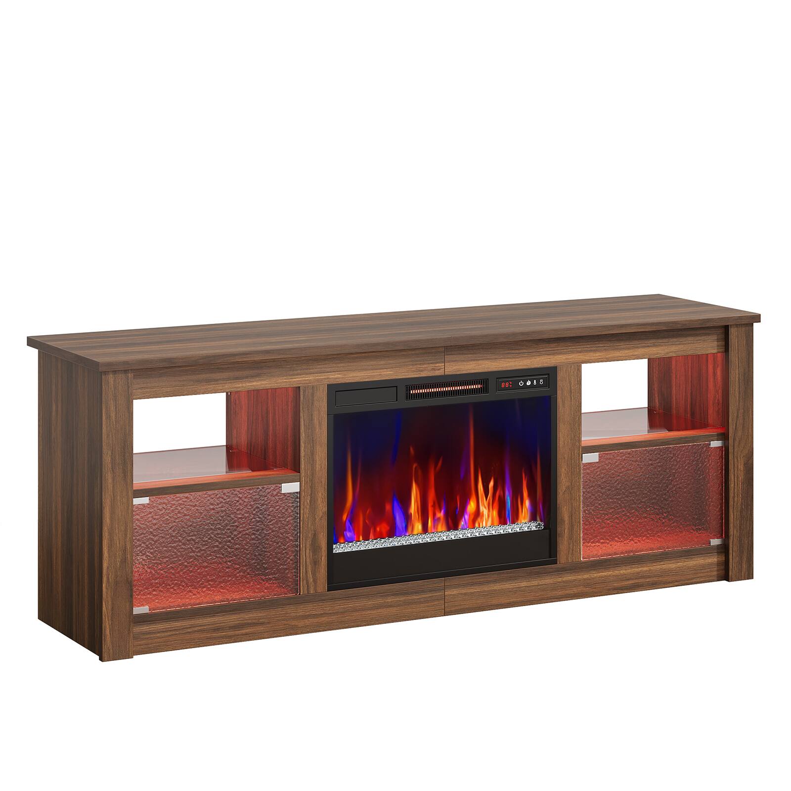 Alt View 6. Bestier - 63" Gaming TV Stand with 23" Wide Fireplace & RGB Lights Storage Cabinet for up to 70" TVs Entertainment Center - Walt.