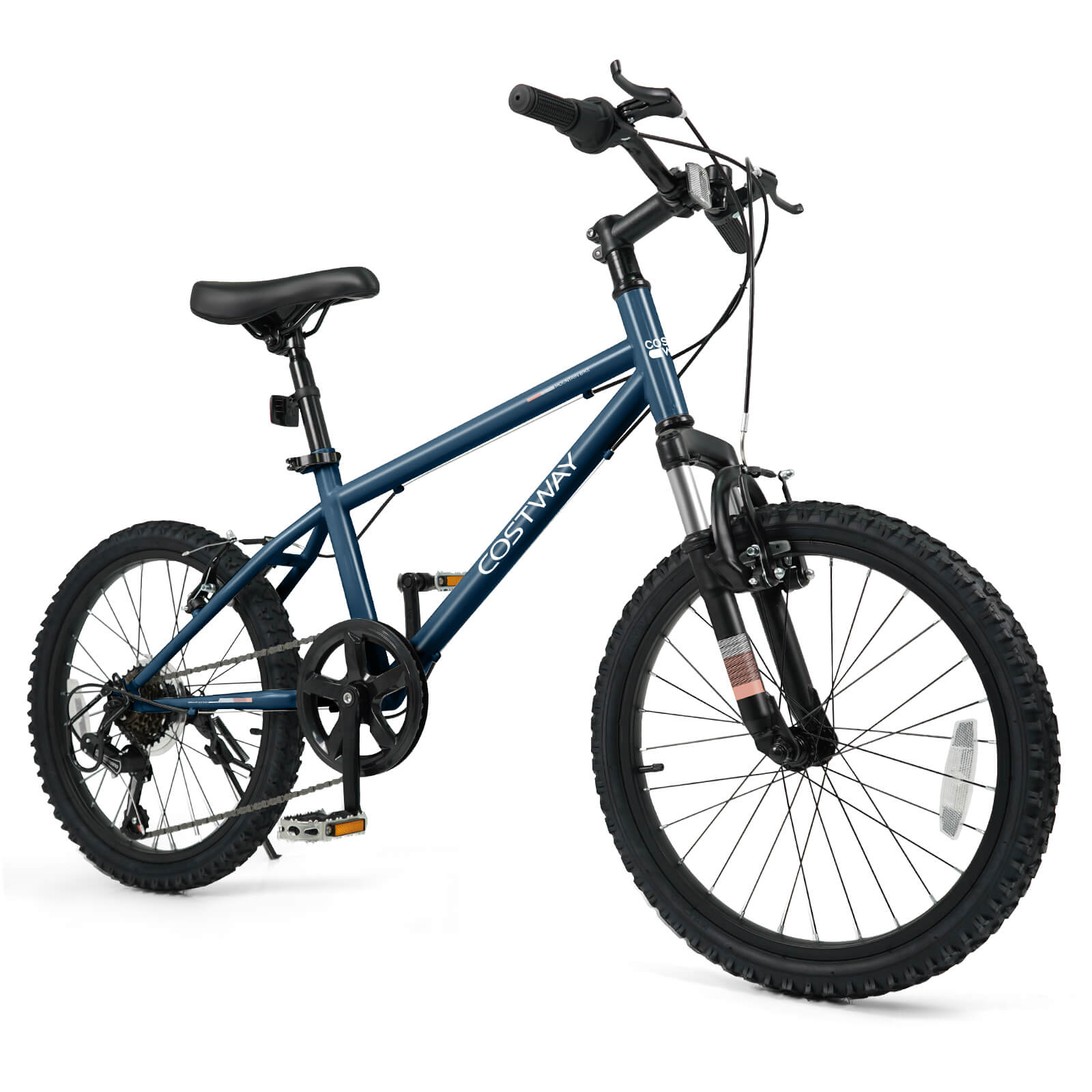 Costway - 20 Inch Kids Mountain Bike for Boys Girls Aged 8+ Years Old with Suspension Fork - Navy