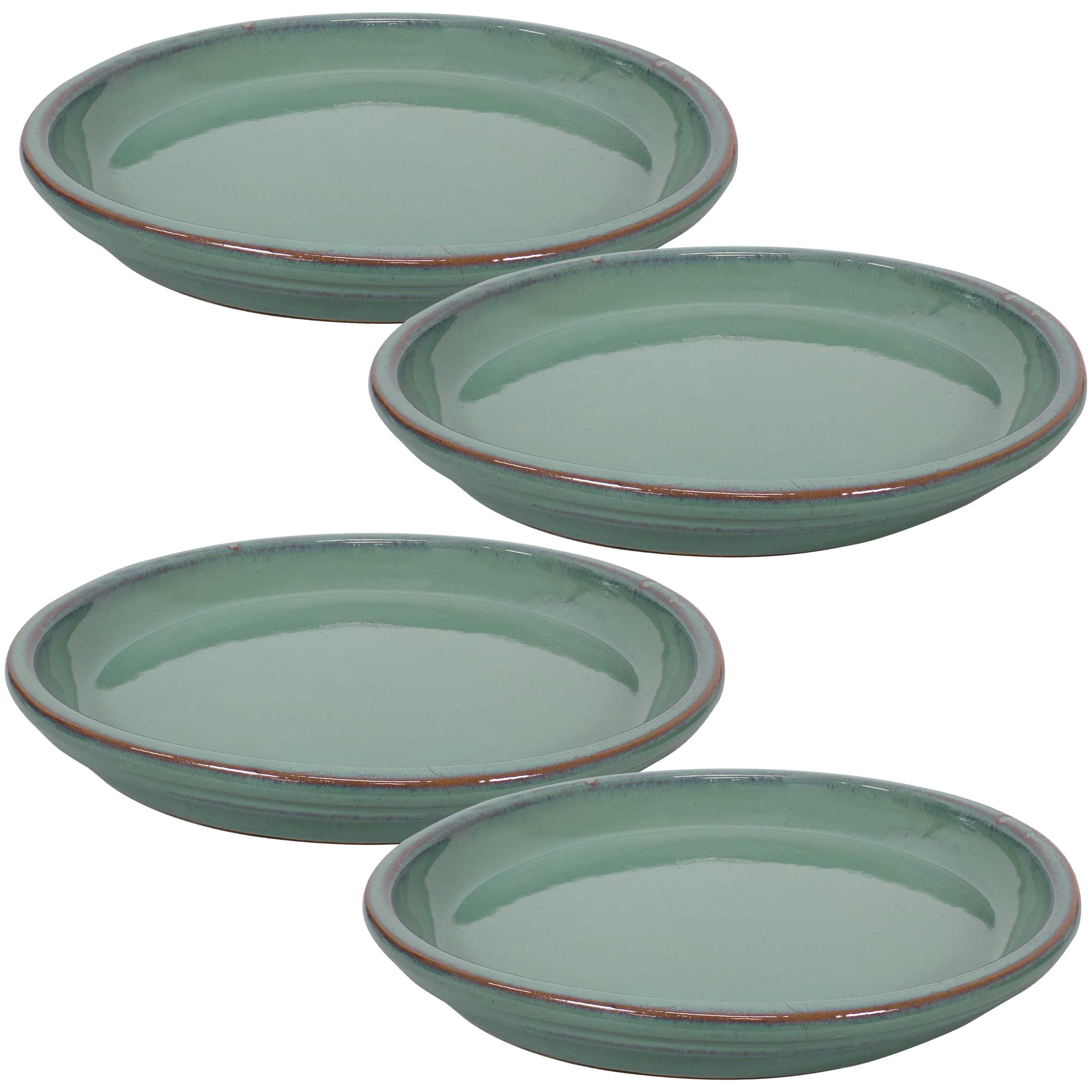 Sunnydaze - 12 in Glazed Ceramic Flower Pot/Plant Saucer - Set of 4 - Seafoam price history on PriceWatchPro
